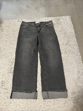Ardene Wide-Leg Gray Jeans with Cuffed Hem